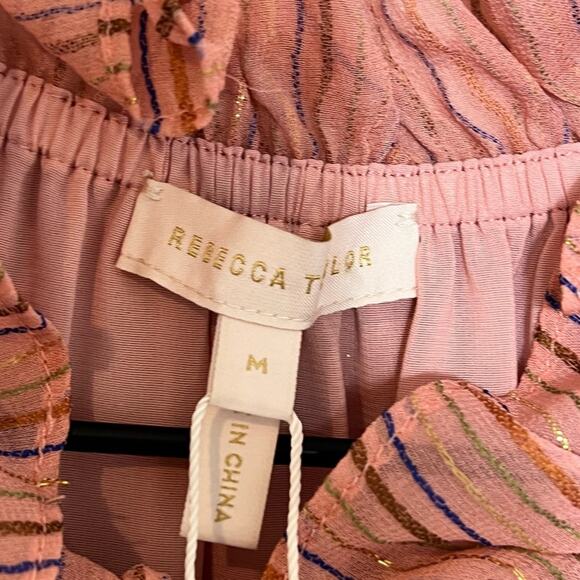 REBECCA TAYLOR MTLI LUREX STRIPE TOP BLOUSE SIZE MEDIUM BRAND NEW MSRP$275 - Picture 9 of 11